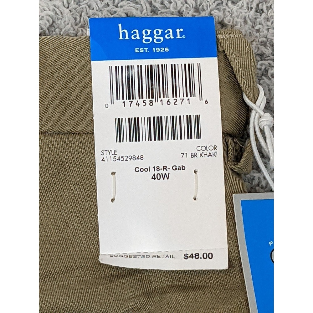 Haggar Cool 18 Gab Golf Shorts Dress Khaki Beige‎ Flat Front Mens 40 Preppy NWT - Picture 13 of 13